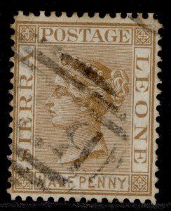 SIERRA LEONE QV SG16, ½d brown, USED. Cat £18. WMK CC