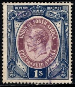 1913 South Africa Revenue King George V 1 Shilling General Tax Duty Stamp Used