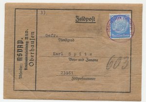 Packet label Oberhausen - Feldpost Germany WWII NSDAP - Fieldpost 