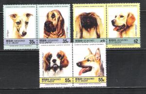 St Vincent Bequia 179ab-81ab MNH Dogs scv 4.00