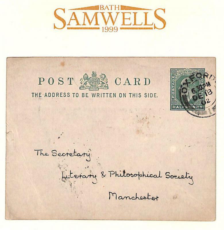 GB OXFORD UNIVERSITY Postal Stationery Card 1902 *Bodleian Library* RARE MS679  