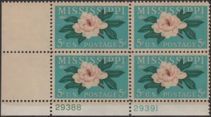 SC#1337 5¢ Mississippi Statehood Plate Block: LL (1967) MNH