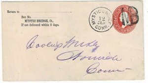 1880's Mystic Bridge, Conn. fancy joined letters MB cancel on stationery cover