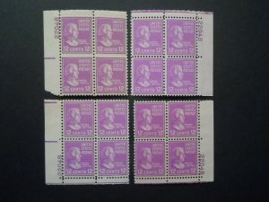 1938 #817 12c Zachary Taylor Plate Block #22048 Matched Set MNH OG VF