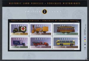 Canada 1527 MNH Historic Vehicle, Fire engine, Tram, Bus, Snow Blower