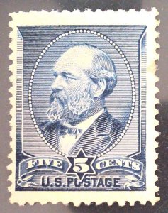 Scott #216 - Jumbo - 5c Indigo - Garfield - OG with Weiss cert - 1888