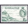 GIBRALTAR 1957 QEII 1d Deep Bluish Green SG156a MH