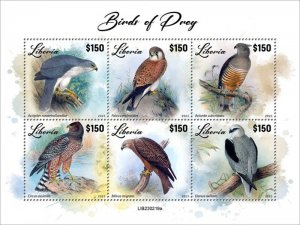 Liberia - 2023 Birds of Prey, Harrier, Black Kite - 6 Stamp Sheet - LIB230219a