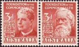Australia 1951 Sc#241a 3d Red Joined Pr Barton/Parkes MNH-VF.