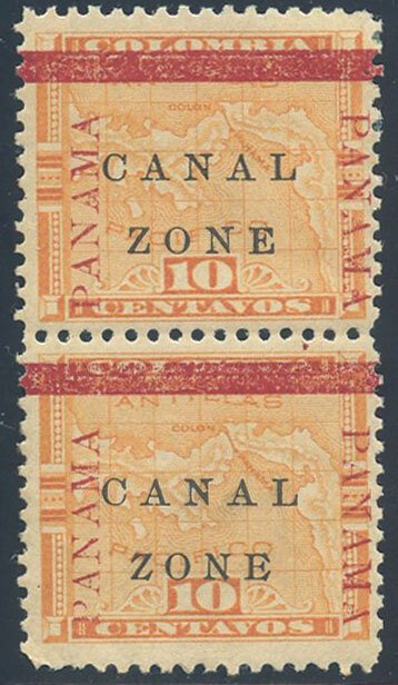 US Canal Zone Scott #13/13b Mint, Hinged Pair