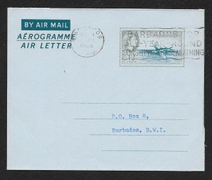 BARBADOS Aerogramme 12¢ Queen & Flying Fish 1964 cancel!