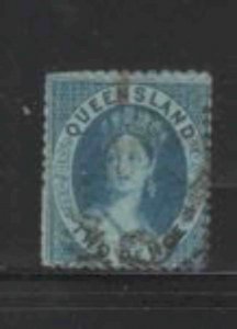 AUSTRALIA-QUEENSLAND #26 1868 2p QUEEN VICTORIA F-VF USED b