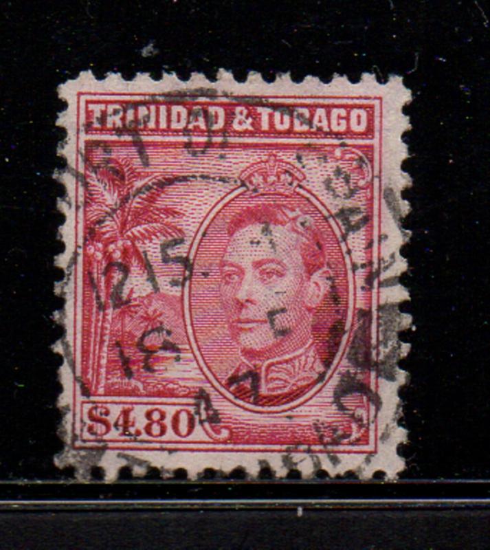 Trinidad & Tobago Sc 61 1940 $4.80 G VI stamp used