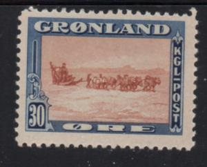 Greenland Sc 15 1945 30 ore Dog Sled stamp mint