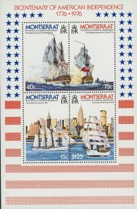 American Independence Historical Event Ship Souvenir Sheet of 4 Stamps MNH