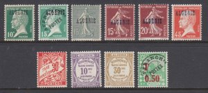 Algeria Sc 8-12, 21, J5, J13, J14, J27 MNH. 1924-44 issues, 10 diff, fresh