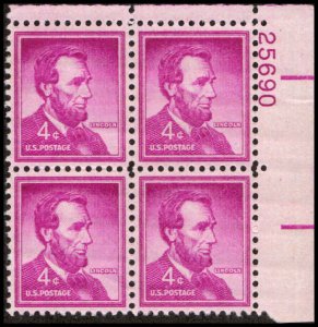 US #1036a LINCOLN MNH UR PLATE BLOCK #25690