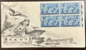 935 Aristocrats-Lowry cachet Navy in World War II FDC 1945 w/Block of 4