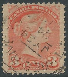 Canada 1870 SQ Small Queen 3c #37 or 41 with Superb Postmark-