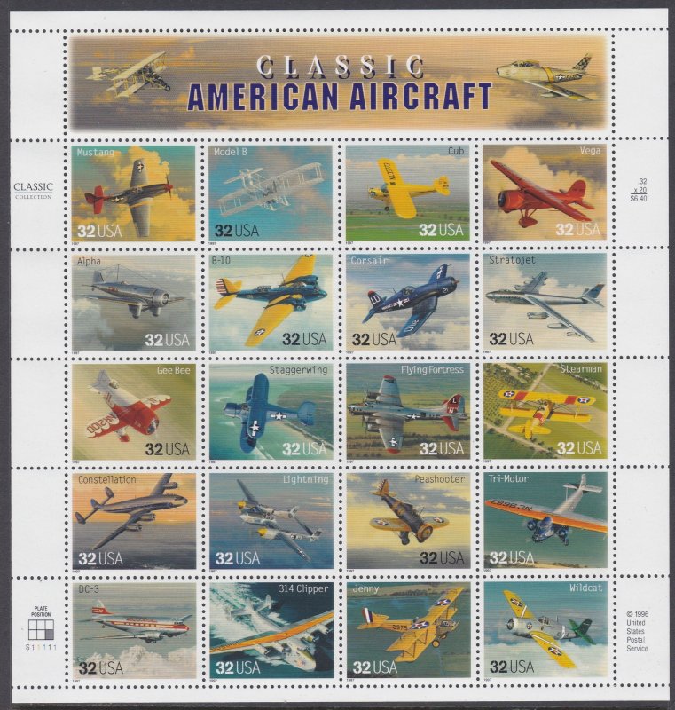 3142 Classic American Aircraft MNH