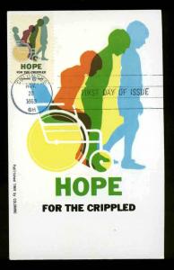1385 HOPE FOR THE CRIPPLED FDC COLUMBUS, OH COLORANO PRE-SILK MAXIMUM CARD