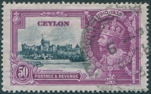 Ceylon 1935 50c slate & purple Jubilee SG382 used