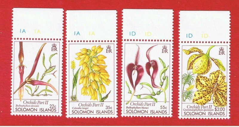 Solomon Islands #631-634  MNH OG   Orchids   Free S/H