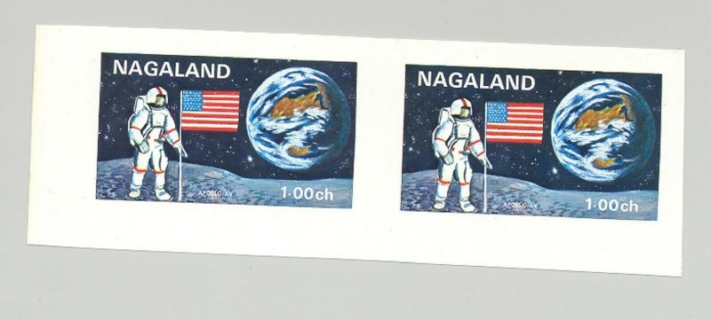 Nagaland (Propaganda) 1971 Apollo 15, Space 1v Imperf S/S Collective Proof Pair