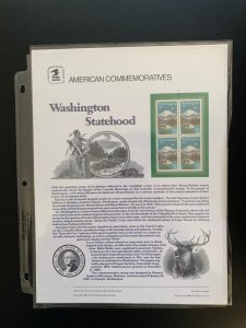 1989 Scott 2404  25c Washington statehood stamp panel strip of 5 MNH