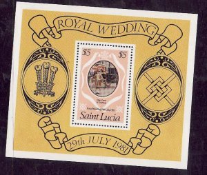 St Lucia-Sc#548- id8-unused NH sheet-Royal Wedding-Princess Diana-1981-