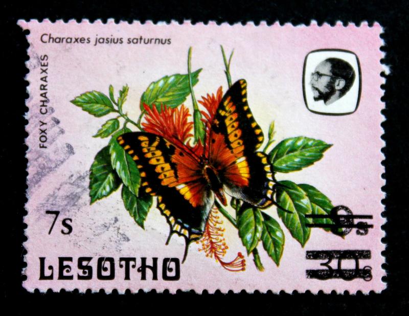 Stamp Lesotho Sc# 617B Used 7s on 9s on 30s 1988