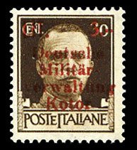 German WWII Occupation, Kotor #Mi. 4 Cat€80, 1944 3L on 30c dark brown, nev...