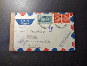 1950 Censored Israel Airmail Cover Hadera to Vienna Austria