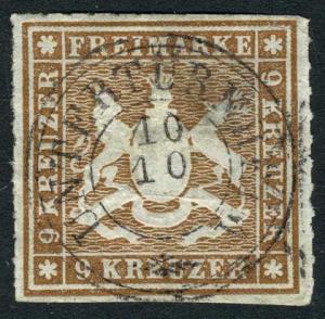 Wurttemberg #45 Used 9kr from 1865