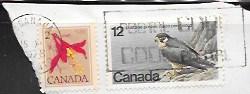 Canada Used stamps on paper.  1978 Bird, Flower