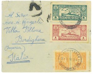 P2954 - 1934 PARAGUAY, MULTIPLE STAMPS FRANKING TO ITALY-