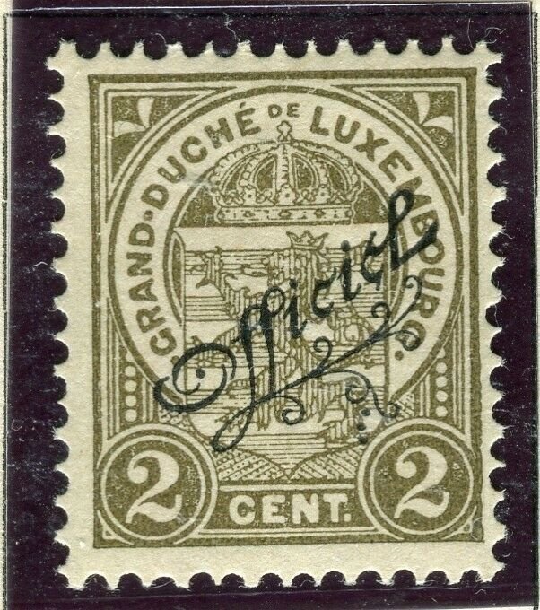 LUXEMBOURG; 1908 early Duke William OFFICIAL Optd issue Mint hinged 2c. 