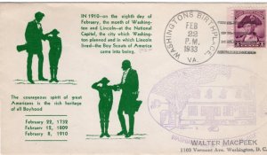 Scout Cachets #1723 Great Americans Birthdays 1933 - Levy 33-3c (birthplace s...