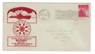 VEGAS - 1943 USA Submarine USS Blenny Keel Laid Cover - Groton, CT - EQ105