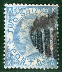 GB QV Stamp SG.120a 2s Cobalt CLEAR ROFILE Numeral Used Cat £3,000- ORED52