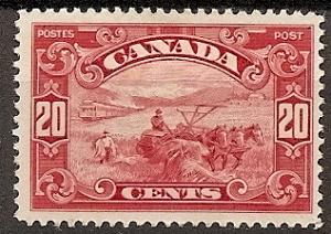 Canada  175 Mint OG 1930 20c brn red Harvesting Wheat