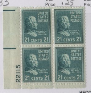 826 21c Chester A. Arthur 22115 LL Plate Block