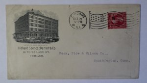 1899 Chicago IL Hibbard Spencer Bartlett Co Building Gun Flag Cancel Ad Cover CT