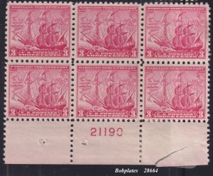 BOBPLATES US #736 Ark and Dove Bottom Plate Block 21190 F-VF H SCV= $6.25 *