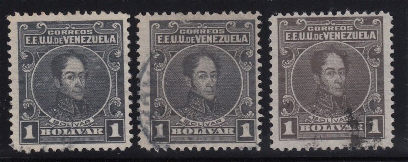 Venezuela 1915-23 1b Dark Gray Perf 12 in Three Shades. Used. Scott 268 