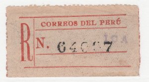 Peru Postal Registered label Stamp Cinderella 4010
