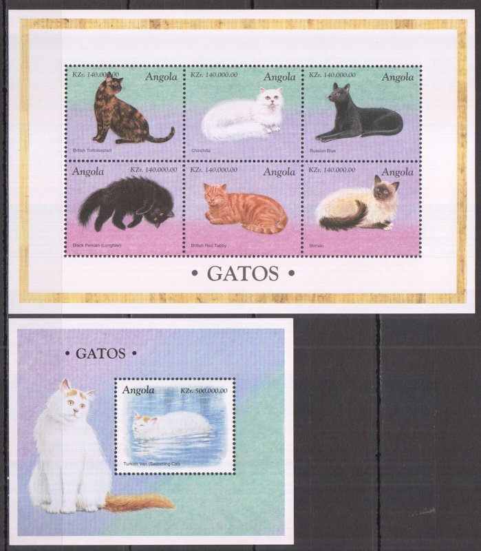 M1507 Angola Cats Fauna Pets 1Kb+1Bl Mnh Stamps