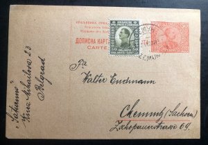 1923 Belgrade Yugoslavia Stationery Postcard  Cover To Chemnitz Germany