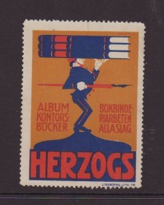 Danish Advertising Stamp - Herzog's Book Bindery & Office Supplies