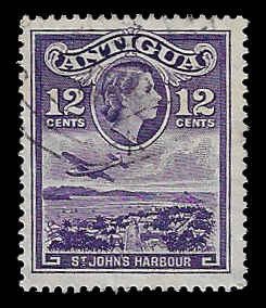 Antigua #115 Used; 12c St. John's Harbor & QEII (1953)